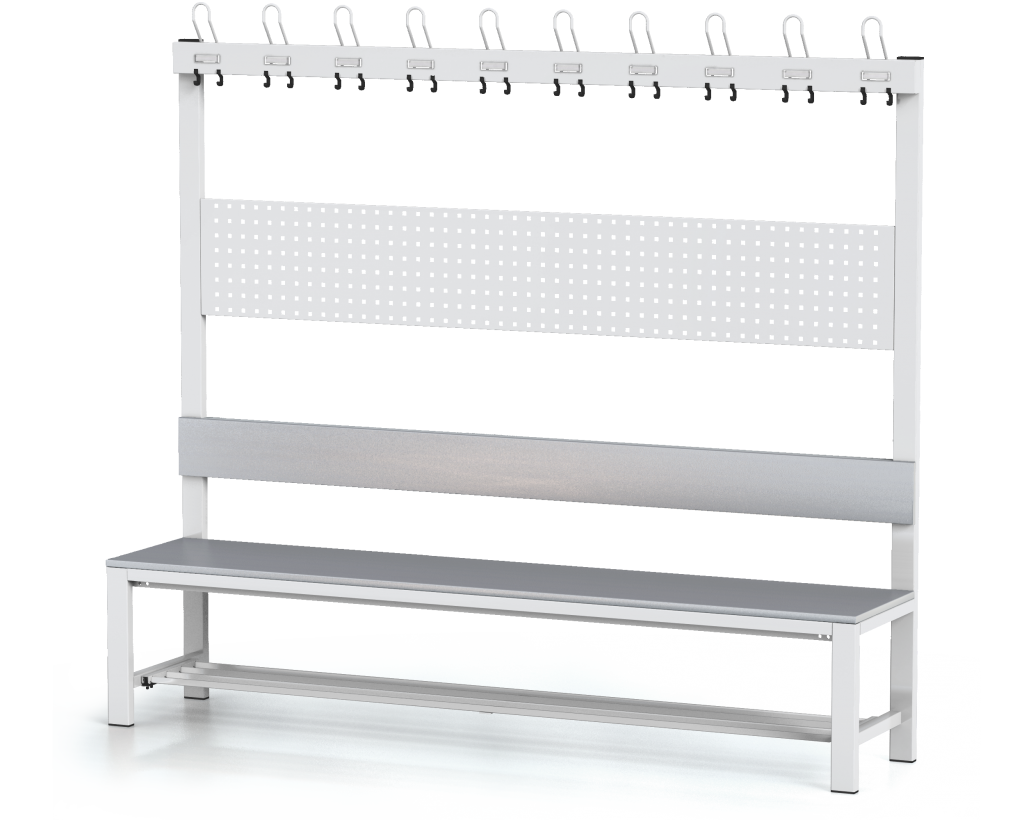 Benches with backrest and racks, laminated desk - with a reclining grate 1800 x 2000 x 430